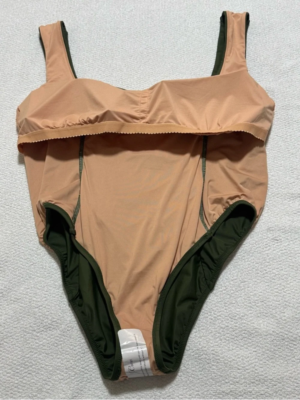 J.Crew Plus Sz 25 Ruched Front Wide Straps Olive Green Ruched One-Piece Swimsuit